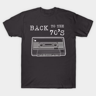 BACK TO THE 70s /white lineart version Cassette Tape Vintage Music T-Shirt